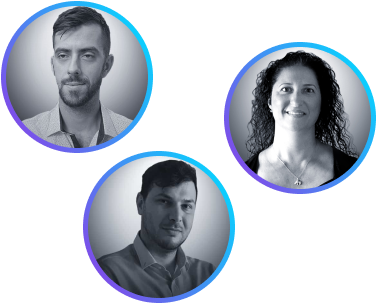 Headshots of 3 Asset Lino team members