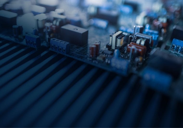 A circuit board from close up
